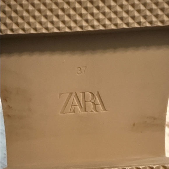 Zara Beige Chunky Knee High Leather Boots Size 6.5/37 Cabincore Cozy Minimalist - Picture 2 of 12